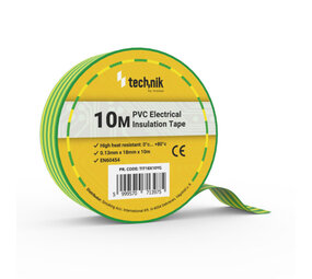Technik Isoleringsbånd 0,13mm*18mm*10 meter Gul-Grøn