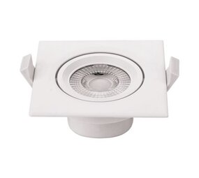 Optonica LED Downlight firkantet - 7W - 100/240V AC - Valgfri lystemperatur - Tiltbar - Hvid
