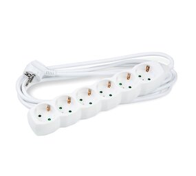 Modee Lighting Schuko Stikdåse 6-vejs - Hvid - Valgfri ledningslængde