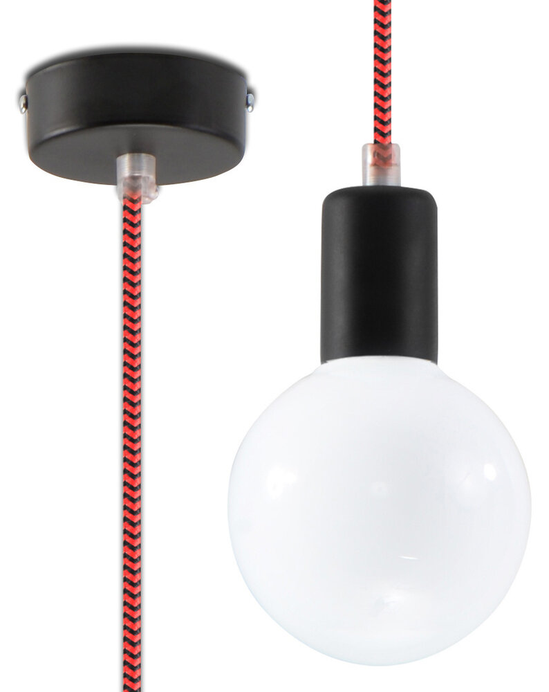 Sollux Lighting Pendellampe EDISON sort&rød