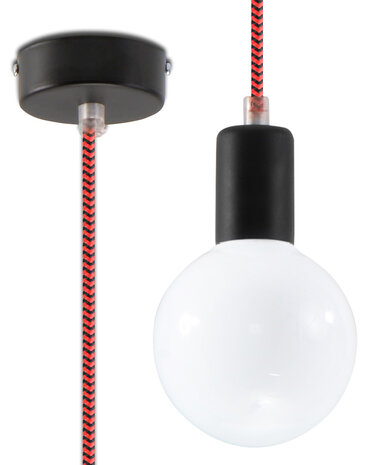 Sollux Lighting Pendellampe EDISON sort&rød