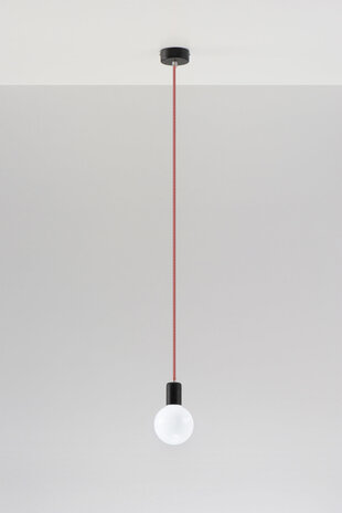 Sollux Lighting Pendellampe EDISON sort&rød