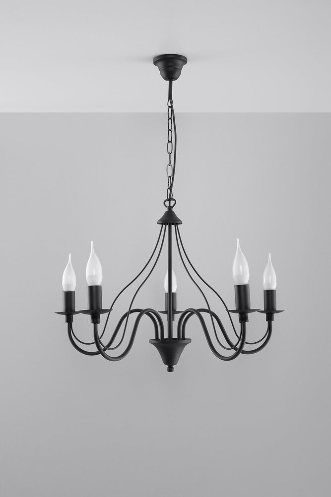 Sollux Lighting Lysekrone MINERWA 5 sort Sollux Lighting Lysekrone MINERWA 5 sort