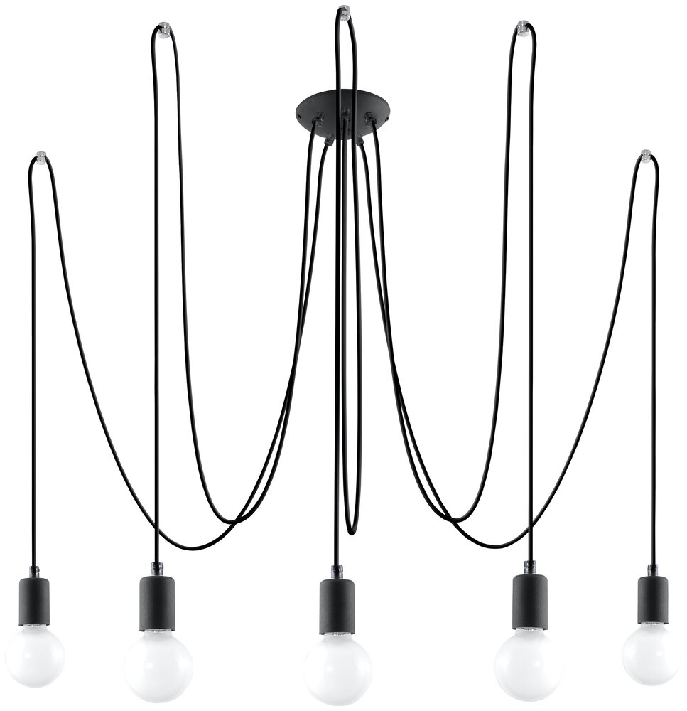 Sollux Lighting Lysekrone EDISON 5 sort Sollux Lighting Lysekrone EDISON 5 sort