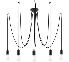 Sollux Lighting Lysekrone EDISON 5 sort Sollux Lighting Lysekrone EDISON 5 sort