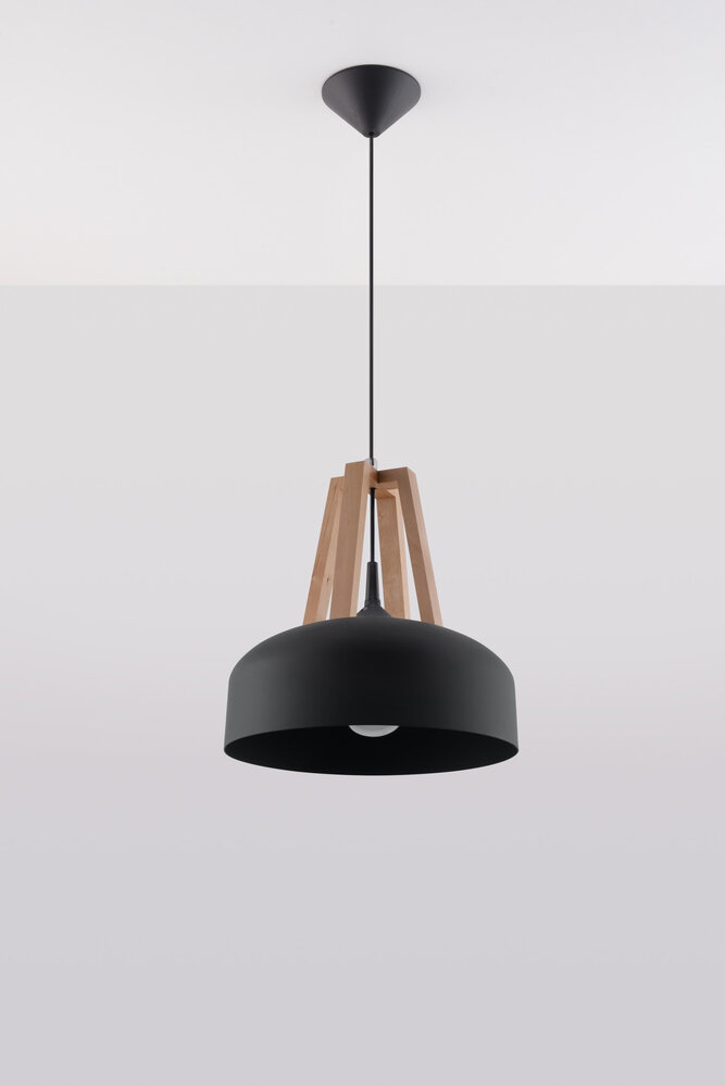 Sollux Lighting Pendellampe CASCO sort/naturtræ