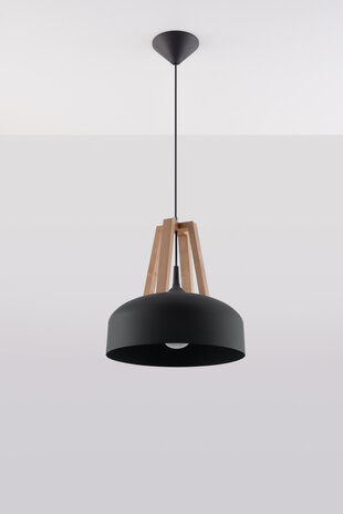 Sollux Lighting Pendellampe CASCO sort/naturtræ