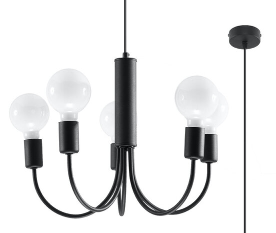 Sollux Lighting Lysekrone PICCOLO 5 sort Sollux Lighting Lysekrone PICCOLO 5 sort