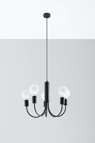 Sollux Lighting Lysekrone PICCOLO 5 sort Sollux Lighting Lysekrone PICCOLO 5 sort