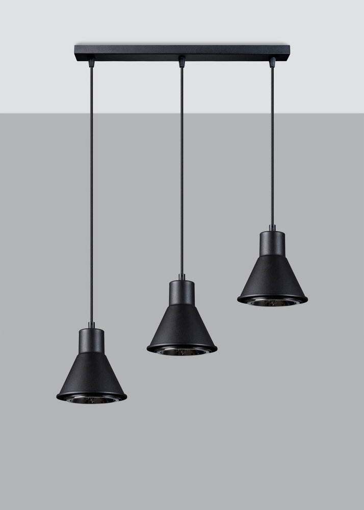 Sollux Lighting Pendellampe TALEJA 3 sort - GU10 AR111 Fatning