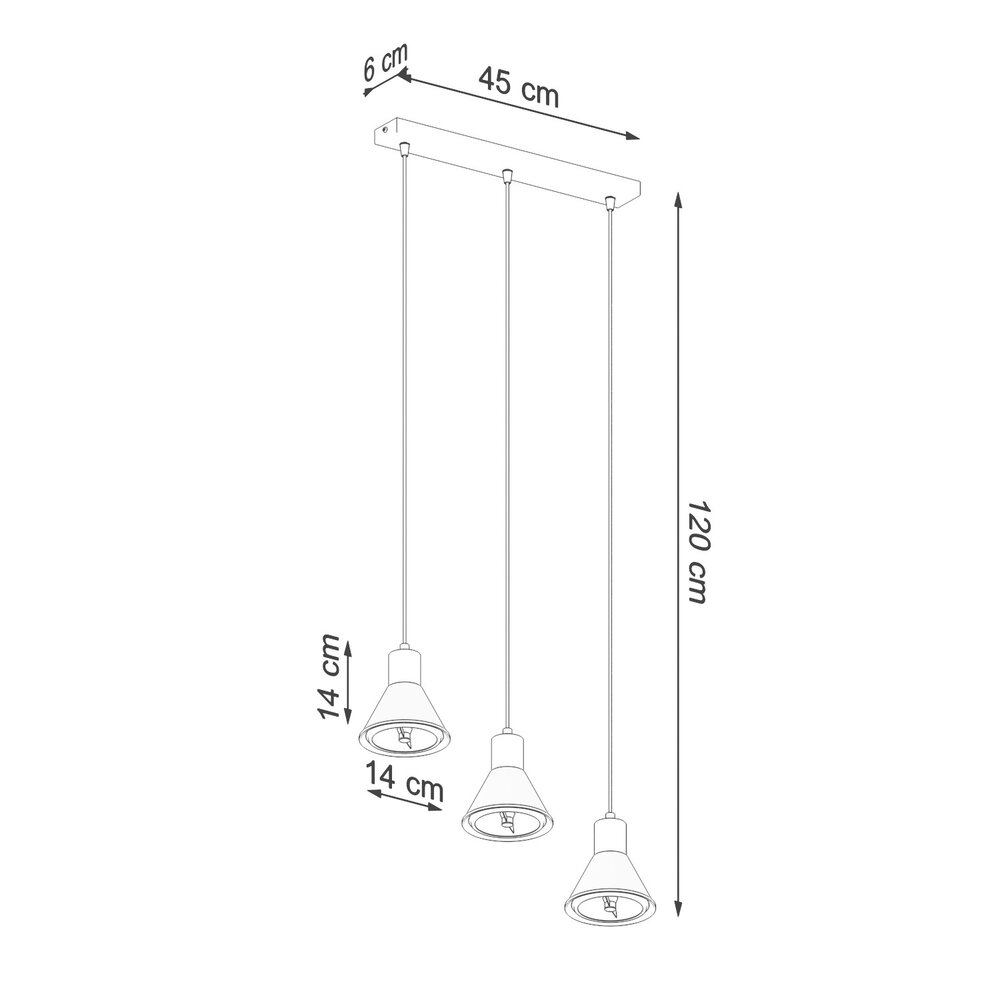 Sollux Lighting Pendellampe TALEJA 3 sort - GU10 AR111 Fatning