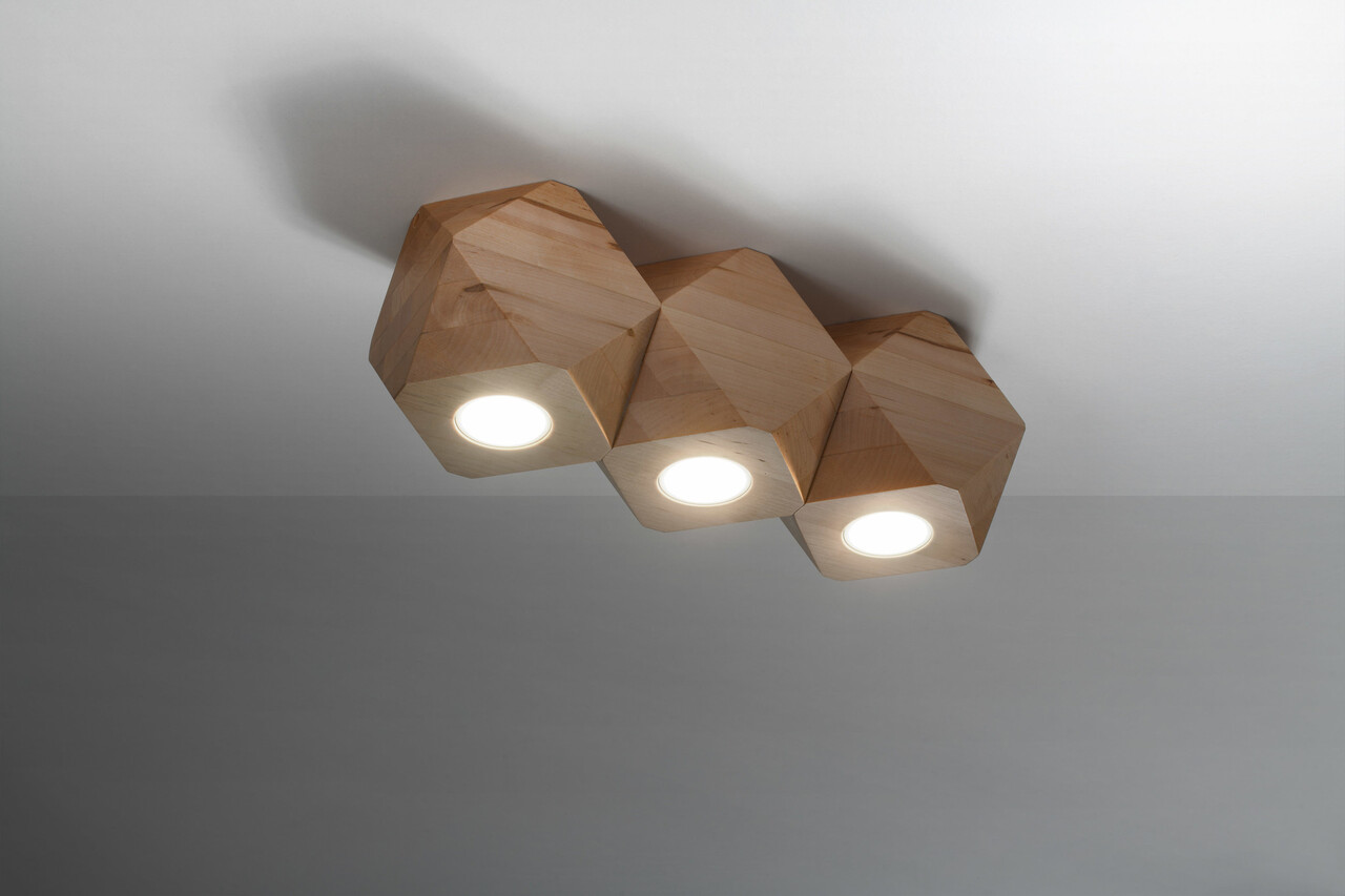 Sollux Lighting Loftspotlight Woody 3 naturtræ