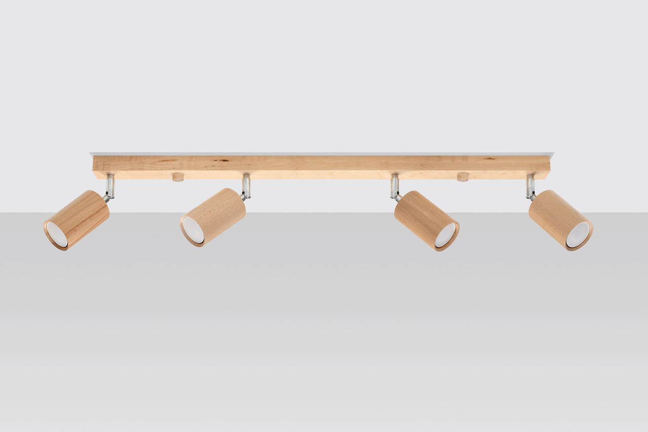 Sollux Lighting Loftspot BERG 4 naturtræ Sollux Lighting Loftspot BERG 4 naturtræ