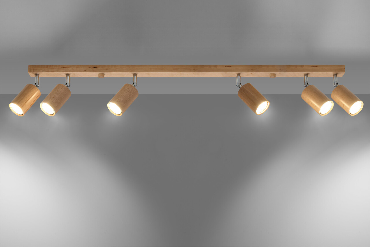 Sollux Lighting Loftspot BERG 6 naturtræ Sollux Lighting Loftspot BERG 6 naturtræ