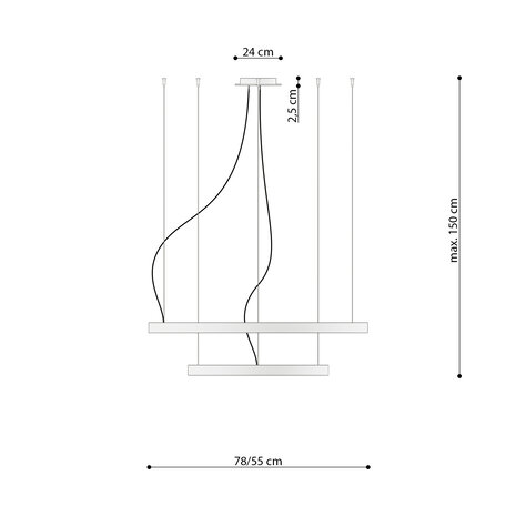 Sollux Lighting Lysekrone RIO 2 55/78 sort 3000K Sollux Lighting Lysekrone RIO 2 55/78 sort 3000K
