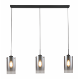 Freelight Pendellampe Ventotto 3-fatninger Sort / Røget Glas
