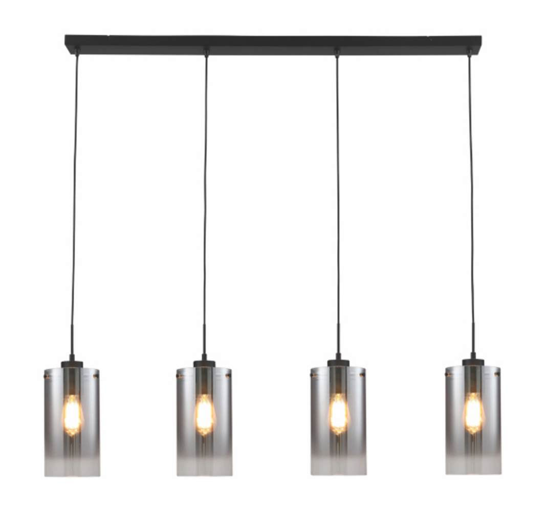 Freelight Pendellampe Ventotto 4-fatninger Sort / Røget Glas