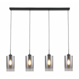 Freelight Pendellampe Ventotto 4-fatninger Sort / Røget Glas