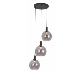 Freelight Pendellampe Chandra 3-fatninger Rund Sort/Røget Glas