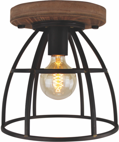 Freelight Loftslampe Birdie_ 25cm Sort/jern/træ Freelight Loftslampe Birdie_ 25cm Sort/jern/træ