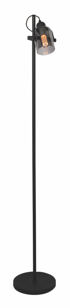 Freelight Gulvlampe Fumoso 1-fatning Sort met Røget Glas