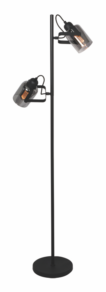 Freelight Gulvlampe Fumoso 2-fatninger Sort met Røget Glas Freelight Gulvlampe Fumoso 2-fatninger Sort met Røget Glas