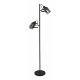 Freelight Gulvlampe Fumoso 2-fatninger Sort met Røget Glas