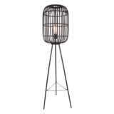 Freelight Gulvlampe Treccia 3-poot Sort / Skærm Rotan Sort