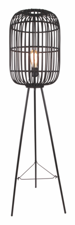 Freelight Gulvlampe Treccia 3-poot Sort / Skærm Rotan Sort