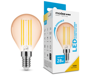 LED Filamentpære dæmpbar - E14 G45 4W - 1800K Ekstra varm hvid LED Filamentpære dæmpbar - E14 G45 4W - 1800K Ekstra varm hvid