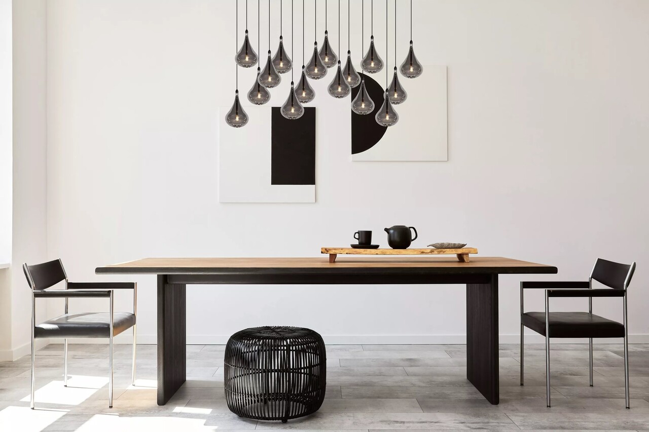 Lucide LED Pendellampe TEARS - G4 armatur - 16x1,5W - 3000K - Dæmpbar - Sort