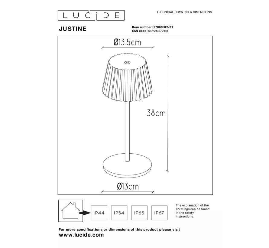 LED Bordlampe udendørs JUSTINE - 2W - 2700K - IP54 - Dæmpbar - Hvid