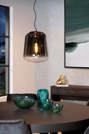 Lucide LED Pendellampe GLORIO - E27 fatning - Ø32cm - Sort