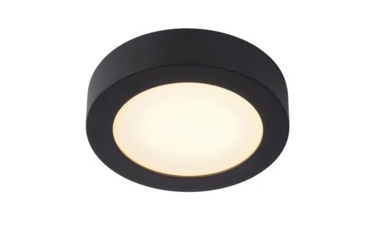 Lucide LED Loftslampe Badeværelse - Ø 18 cm - Dæmpbar - 1x12W - 3000K - IP44 - Sort