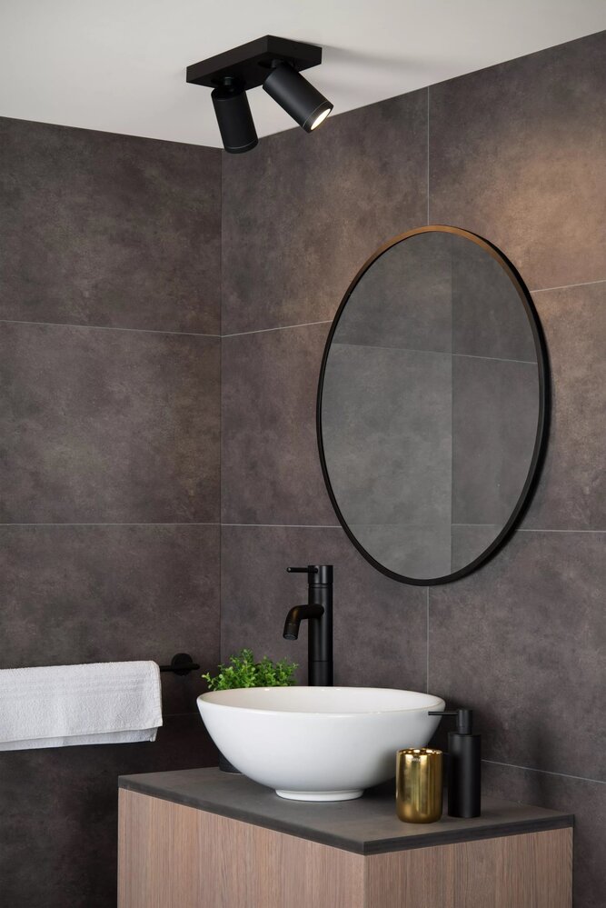 Lucide LED loftsspot Badeværelse - Dim til varm - GU10 - 2x5W - 2200K-3000K - IP44 - Sort Lucide LED loftsspot Badeværelse - Dim til varm - GU10 - 2x5W - 2200K-3000K - IP44 - Sort