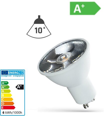 LED spot GU10 - 6W erstatter 40W - 4000K Neutral hvid - 10° lysspredning LED spot GU10 - 6W erstatter 40W - 4000K Neutral hvid - 10° lysspredning