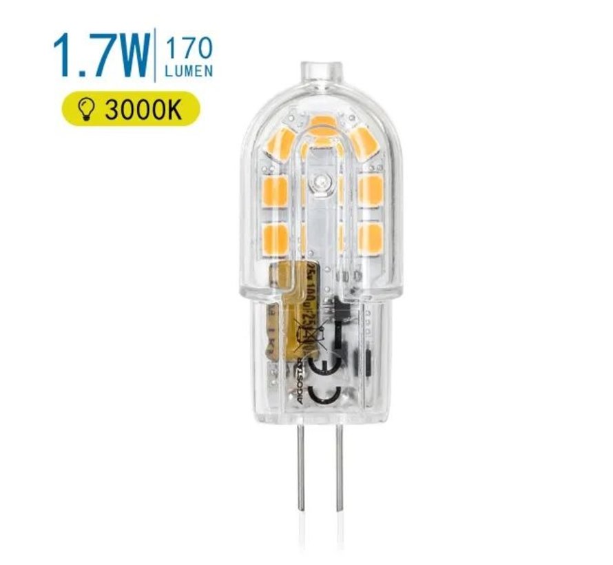 LED G4 - 1,7W erstatter 18W - 3000K varmt hvidt lys - 45x16mm