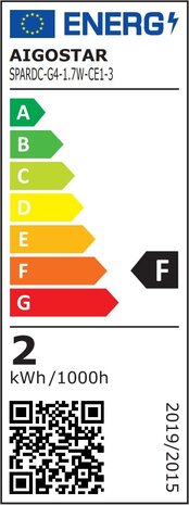 Aigostar LED G4 - 1.3W erstatter 18W - 3000K varmt hvidt lys - 37.5x12mm