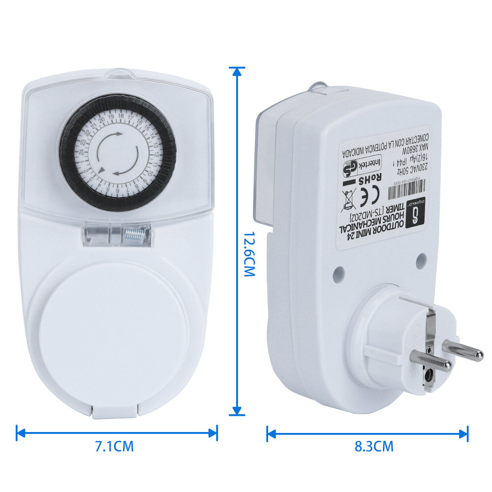 Aigostar Mekanisk timerkontakt DE - IP44 - 24 timer - Hvid Aigostar Mekanisk timerkontakt DE - IP44 - 24 timer - Hvid