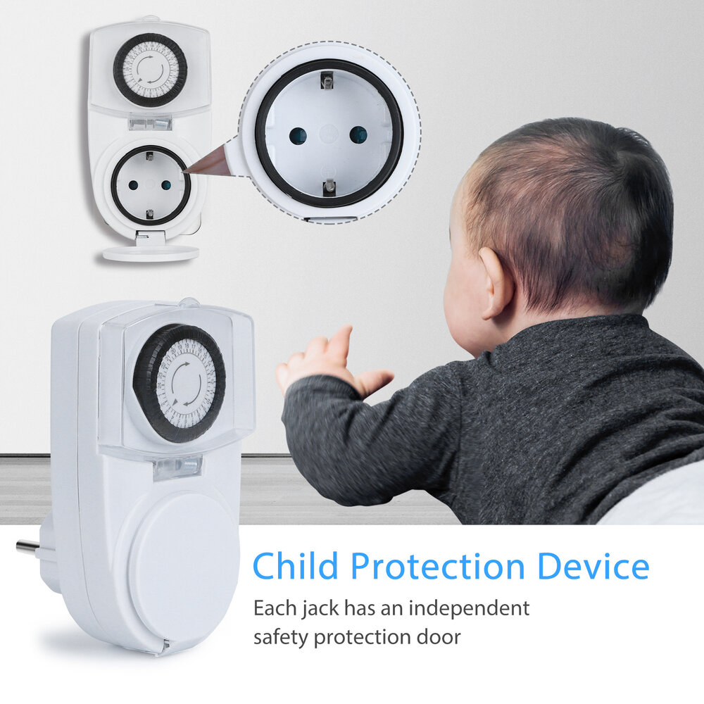 Aigostar Mekanisk timerkontakt DE - IP44 - 24 timer - Hvid Aigostar Mekanisk timerkontakt DE - IP44 - 24 timer - Hvid