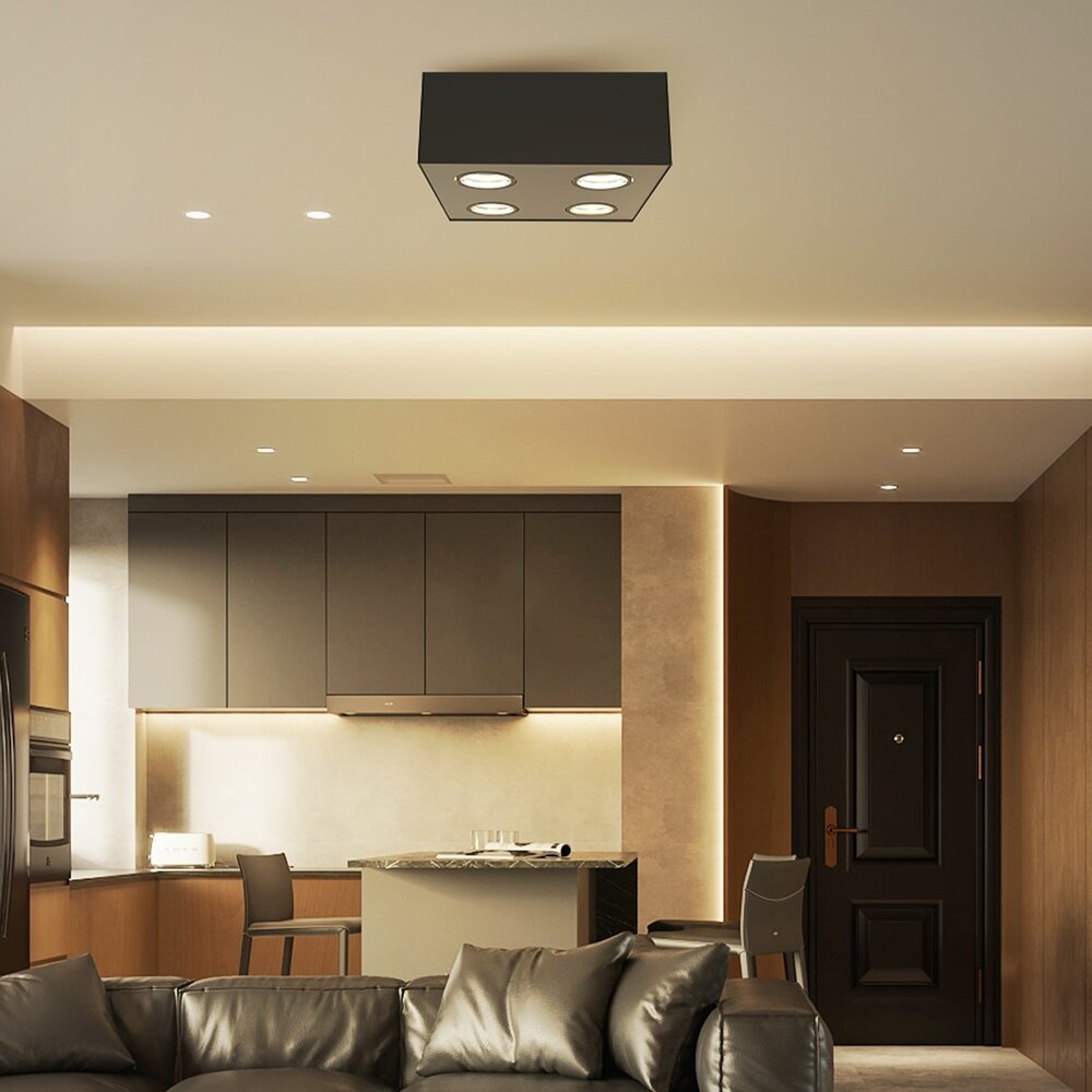 Aigostar LED Loftspot - 4xGU10 fatning - Ekskl. lyskilde - Sort Aigostar LED Loftspot - 4xGU10 fatning - Ekskl. lyskilde - Sort