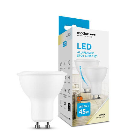 Modee Lighting Fordelspakke 10x LED-spot GU10 Dæmpbar - 6W erstatter 50W - 4000K Neutral hvid Modee Lighting Fordelspakke 10x LED-spot GU10 Dæmpbar - 6W erstatter 50W - 4000K Neutral hvid