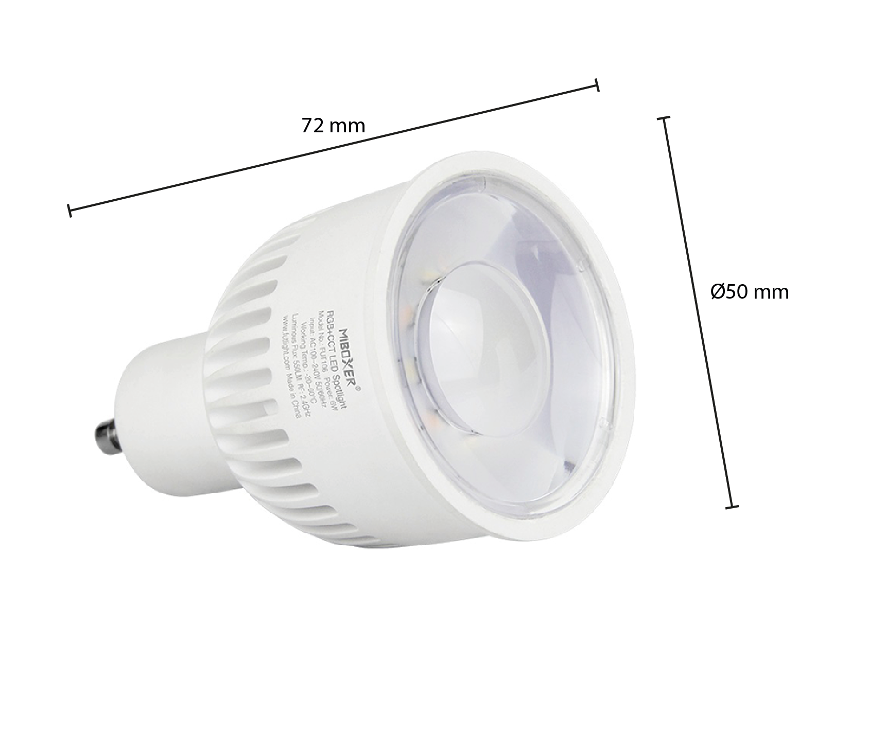 Mi-Light LED Spot - fatning - 6W - - RBG+CCT - Ledpaneler.dk