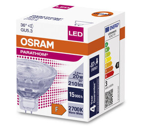 LED Spot GU5.3 MR16 2.6W 230lm - Osram Parathom - Varm hvid - Erstatter 20W LED Spot GU5.3 MR16 2.6W 230lm - Osram Parathom - Varm hvid - Erstatter 20W