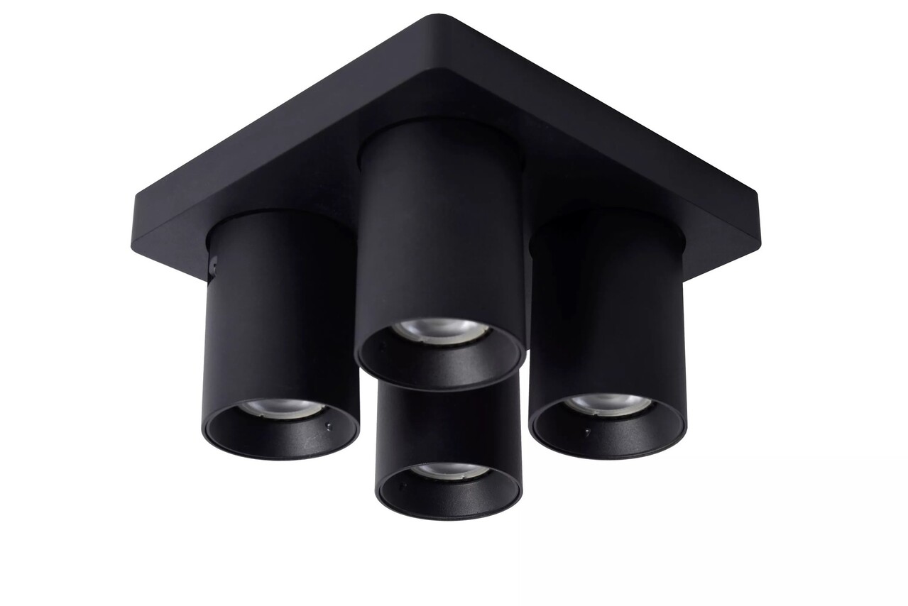 Lucide LED loftspot NIGEL - GU10 fatning - 4x5W - 2200K-3000K - Dæmpbar - Sort