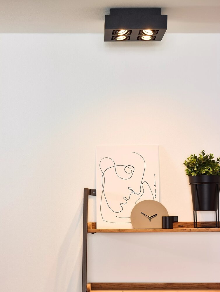 Lucide LED loftspot XIRAX - GU10 fatning - 4x5W - 2200K-3000K - Dæmpbar - Sort Lucide LED loftspot XIRAX - GU10 fatning - 4x5W - 2200K-3000K - Dæmpbar - Sort