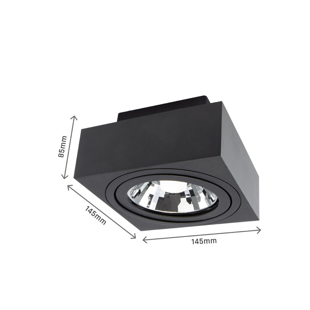 LED loftspot Mirora - 1x vipbar GU10 AR111 fatning - 145X145X85mm - Sort LED loftspot Mirora - 1x vipbar GU10 AR111 fatning - 145X145X85mm - Sort