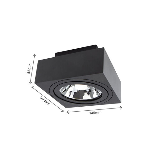 LED loftspot Mirora - 1x vipbar GU10 AR111 fatning - 145X145X85mm - Sort LED loftspot Mirora - 1x vipbar GU10 AR111 fatning - 145X145X85mm - Sort