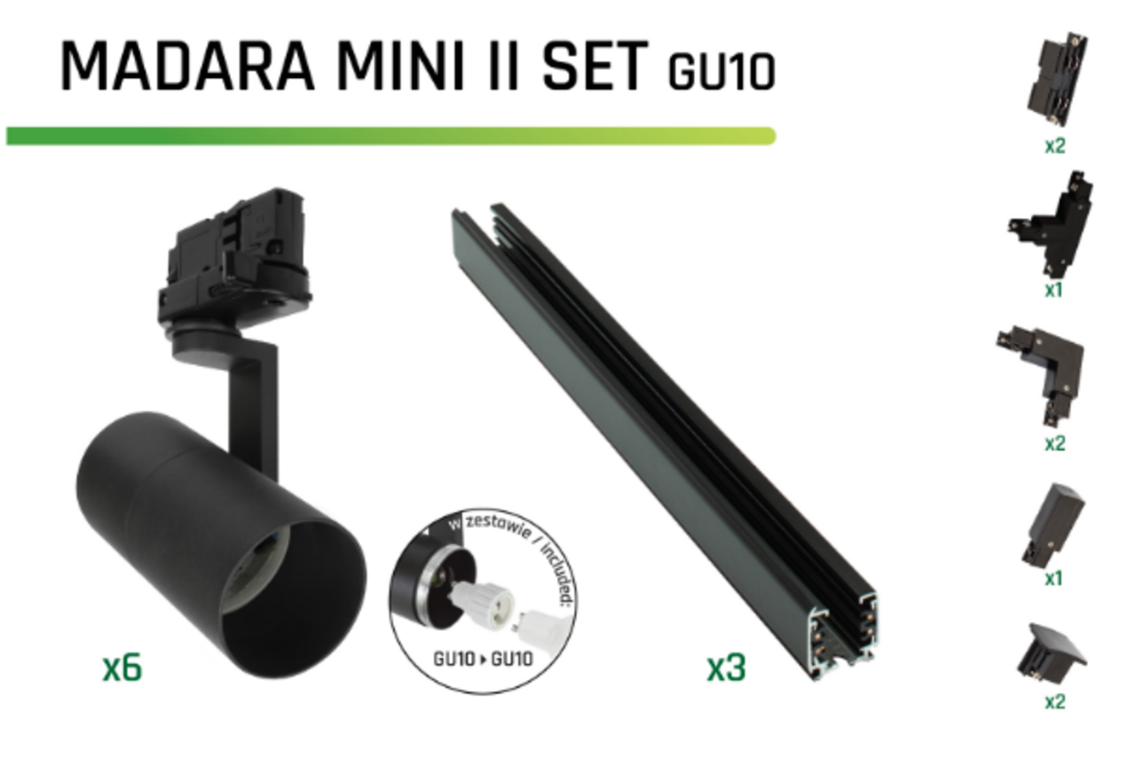 WiFi Skinnespot komplet sæt sort - 3 meter skinner - 6x WiFI GU10 skinnespots - inkl. tilslutning WiFi Skinnespot komplet sæt sort - 3 meter skinner - 6x WiFI GU10 skinnespots - inkl. tilslutning