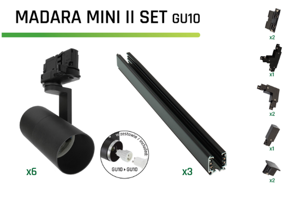 WiFi Skinnespot komplet sæt sort - 3 meter skinner - 6x WiFI GU10 skinnespots - inkl. tilslutning WiFi Skinnespot komplet sæt sort - 3 meter skinner - 6x WiFI GU10 skinnespots - inkl. tilslutning